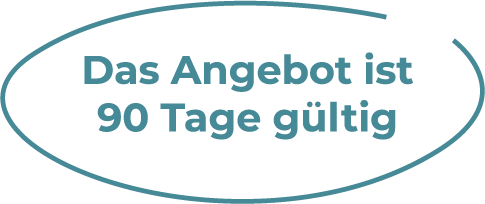 grafische Darstellung Angebot Text, Text: Das Angebot ist 90 Tage gültig umkreist von grüner Linie